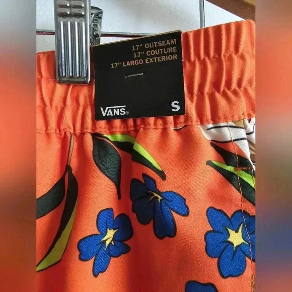 VANS Floral Orange Music 17" Relaxed Shorts No Lining Swim Trunks Men Size Small - Picture 3 of 8